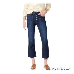 J Crew 9" Billie Demi Boot Crop Exposed Button Fly Jeans Raw Hem